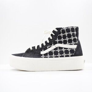 VANS SK8-Hi Taper Stackform Black Canvas Embroidered Platform Sneakers - 9